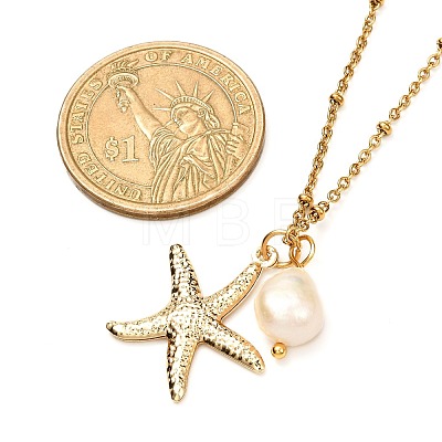 Starfish & Sea Horse & Shell Pendant Necklaces for Teen Girl Women NJEW-JN03715-01-1