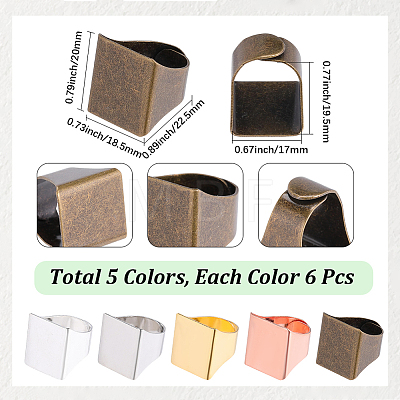 30Pcs 5 Colors Brass Finger Rings RJEW-SC0001-40-1
