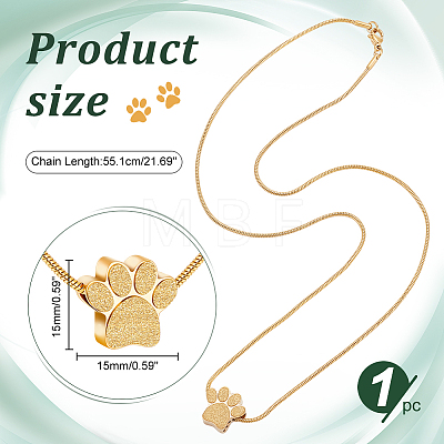 Paw Print Urn Ashes Necklace NJEW-WH0024-01G-1
