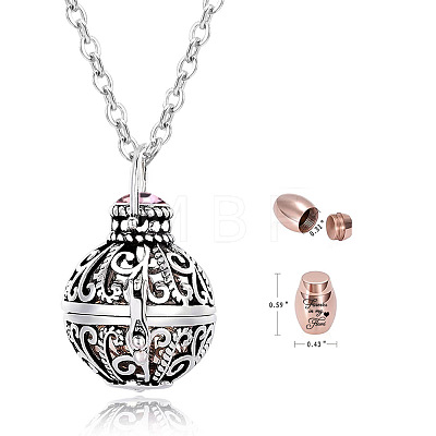 Stainless Steel Round Urn Ashes Pendant Necklace PW-WG9842A-10-1