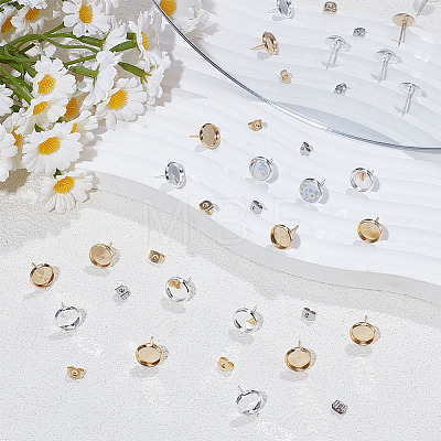 304/202 Stainless Steel Stud Earring Findings STAS-UN0065-02-1