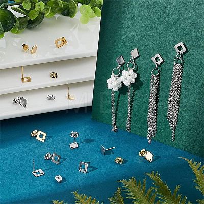 Unicraftale 40Pcs 4 Style 304 & 201 Stainless Steel Stud Earring Findings STAS-UN0038-71-1