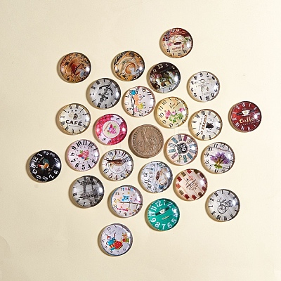 Printed Picture Glass Cabochons GGLA-YW0001-01B-1