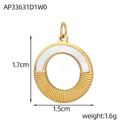 Ring Charms 304 Stainless Steel Shell Pendants STAS-OY004-55G-1