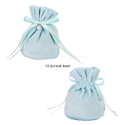 Velvet Jewelry Bags with Drawstring & Plastic Imitation Pearl TP-CJC0001-03E-1