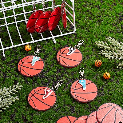 Printed Acrylic & Alloy Enamel Pendant Keychain KEYC-AB00047-1