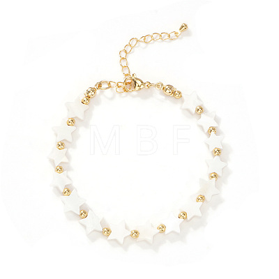 Minimalist Natural Shell & Brass Beaded Bracelets DG5975-1