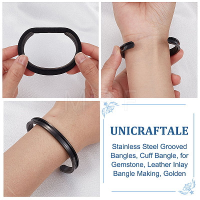 Unicraftale 1Pc 304 Stainless Steel Grooved Bangles FIND-UN0002-08-1