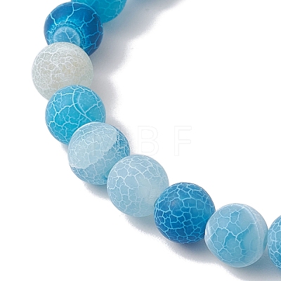 Dyed Natural Weathered Agate Round Beaded Stretch Bracelets BJEW-JB11074-04-1