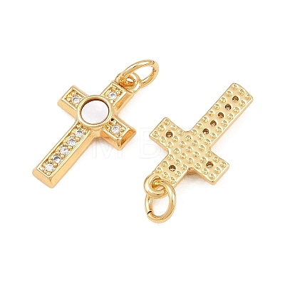 Brass Micro Pave Clear Cubic Zirconia Pendants CU-CBA9482-05G-03-1