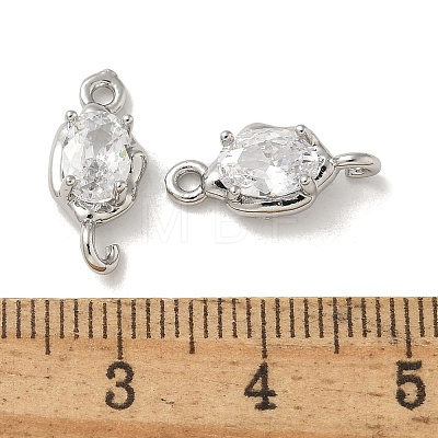 Brass Clear Cubic Zirconia Connector Charms KK-R210-15P-1