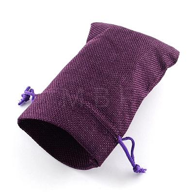 Polyester Imitation Burlap Packing Pouches Drawstring Bags ABAG-R005-18x13-10-1