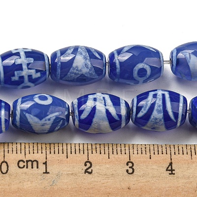 Blue Tibetan Style dZi Beads Strands TDZI-NH0001-C15-01-1