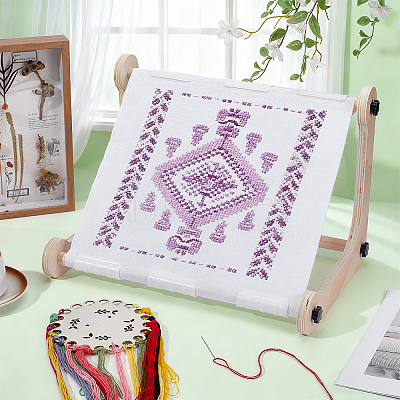 Beech Wooden Embroidery Hoop Holder Stand AJEW-WH0410-86-1