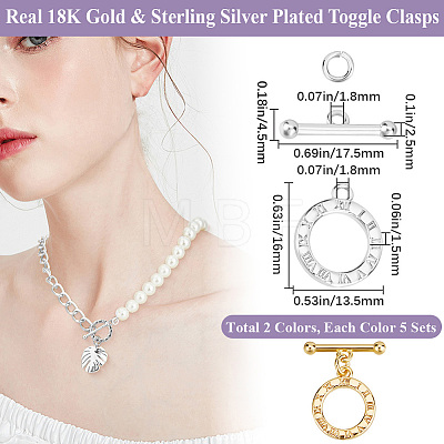 10Pcs 2 Styles Brass Toggle Clasps KK-BBC0023-30-1