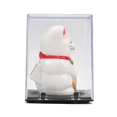 ABS Plastic Solar Powered Maneki-neko Figurines DJEW-B017-01B-01-1