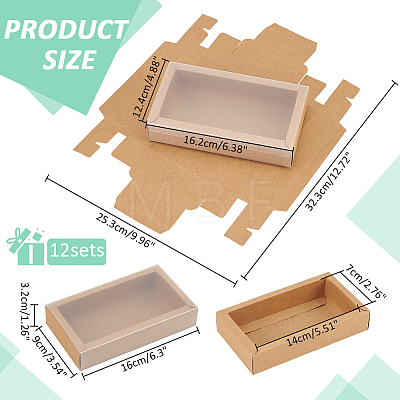 Foldable Paper Drawer Boxes with Clear Plastic Cover CON-WH0095-68A-05-1