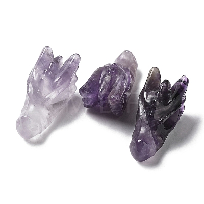 Natural Gemstone Healing Dragon Head Figurines DJEW-L010-05-1