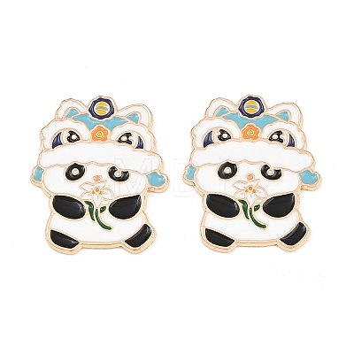Chinese Lion Dance Panda Alloy Enamel Cabochons AL-CBA1A6F-03KCG-A-1