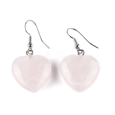 Natural Rose Quartz Dangle Earrings EJEW-E218-05P-1