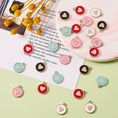 50Pcs 5 Colors Alloy Enamel Charms ENAM-CJ0001-86-1