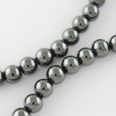 Non-magnetic Synthetic Hematite Beads Strands G-Q892-01-6mm-1