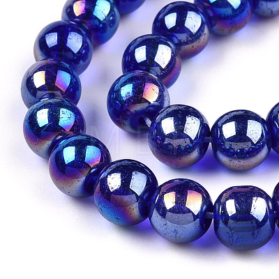 Electroplate Transparent Glass Beads Strands GLAA-T032-T8mm-AB15-1