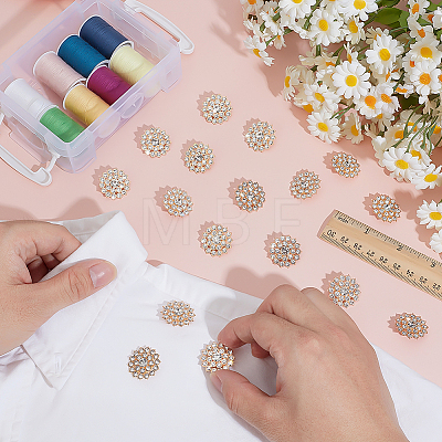 40Pcs Alloy Rhinestone Shank Buttons BUTT-ME0001-28LG-1