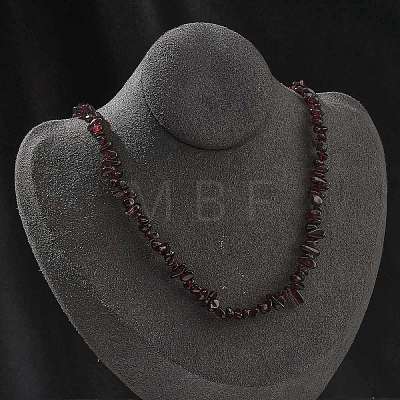 Natural Garnet Chip Beaded Necklaces for Men Women NJEW-G159-01N-1