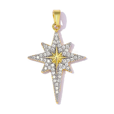 Brass Micro Pave Clear Cubic Zirconia Pendants CU-OY001-53G-1