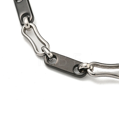 Two Tone 304 Stainless Steel Oval Link Chain Bracelet BJEW-B078-41BP-1