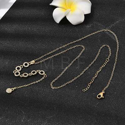 Brass Micro Pave Clear Cubic Zirconia Geometric Pendant Y Tassel Necklaces NJEW-P350-01B-G-1