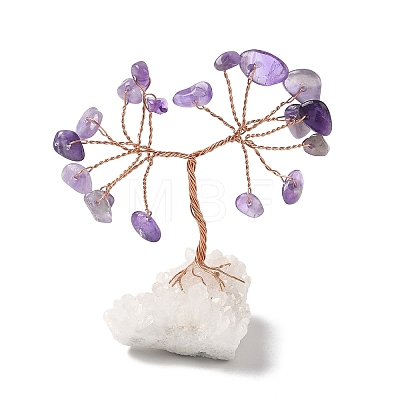 Natural Amethyst Chips Tree of Life Decorations DJEW-P022-01B-01-1