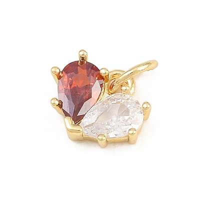 Valentine's Day Brass Micro Pave Red Cubic Zirconia Pendants KK-E798-10D-G-1
