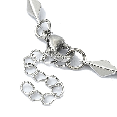 304 Stainless Steel Rhombus Link Chain Bracelets for Women BJEW-D023-02P-1