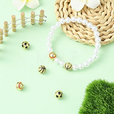 6Pcs 3 Styles Round Brass Micro Pave Cubic Zirconia Beads KK-CJ0003-49-1