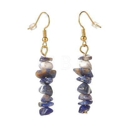 Natural Sodalite Chip Beaded Dangle Earrings EJEW-JE04788-13-1