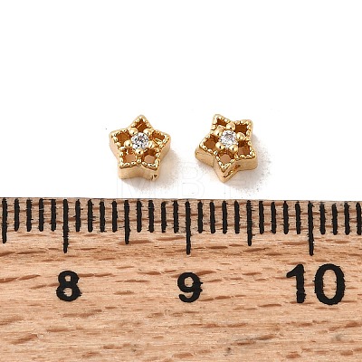 Brass Micro Pave Clear Cubic Zirconia Beads KK-P340-30G-1