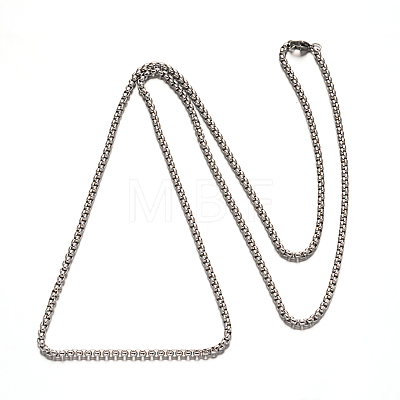 304 Stainless Steel Box Chain Necklaces NJEW-H421-2-1