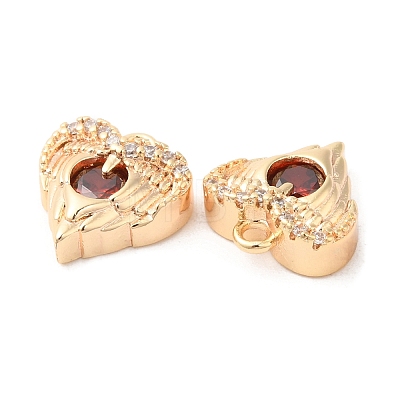 Brass & Glass & Cubic Zirconia Charms KK-G468-54G-02-1