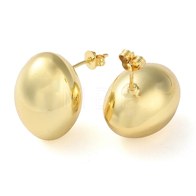 Oval Brass Stud Earrings for Women EJEW-A034-05G-1