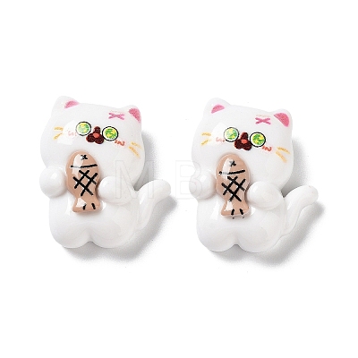 Cartoon White Cat Resin Decoden Cabochons CRES-R203-01H-1
