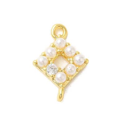 Rack Plating Brass Clear Cubic Zirconia Connector Charms KK-S396-06F-1