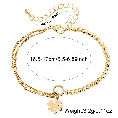 Four Leaf Clover 304 Stainless Steel Charm Bracelets LS-UY0745-1-1