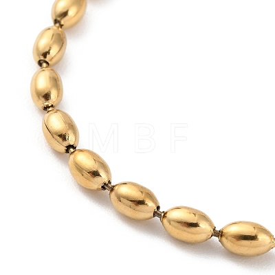 Ion Plating(IP) 304 Stainless Steel Oval Ball Chain Bracelets for Women BJEW-C046-01G-1