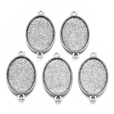 Tibetan Style Oval Alloy Cabochon Connector Settings X-TIBE-Q038-002A-AS-RS-1