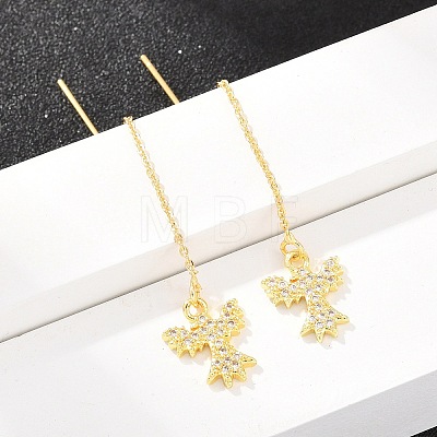 Bird Brass Micro Pave Clear Cubic Zirconia Ear Thread EJEW-H182-08G-1