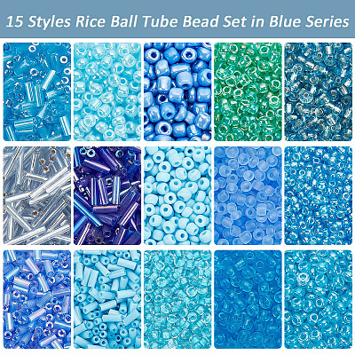   197G 14 Style Glass Round Seed & Bugle Beads SEED-PH0001-84-1