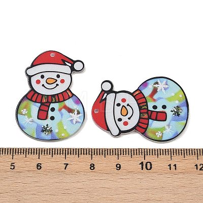 Christmas Themes Opaque Printed Acrylic Pendants OACR-B037-03-1