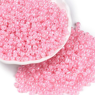 DIY Craft Beads 6/0 Ceylon Round Glass Seed Beads X-SEED-A011-4mm-145-1